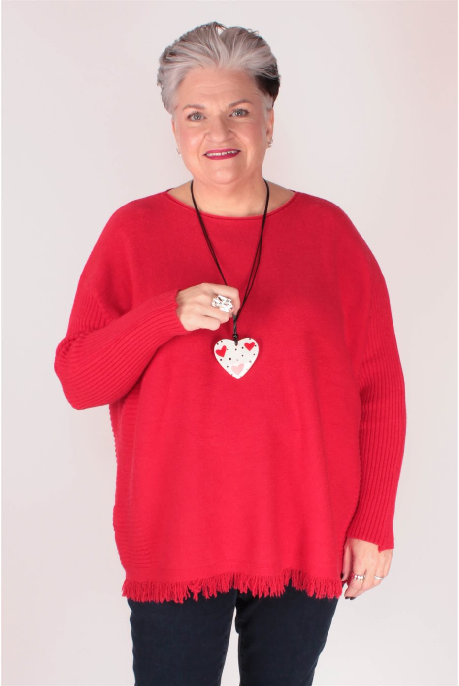 Pull Rouge Avec Franges